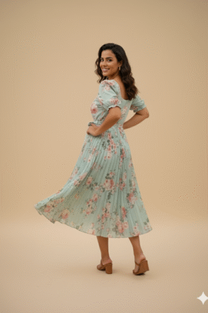 Vestido Mídi Jardins da Inglaterra