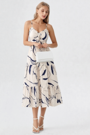 Vestido Midi Estampa Orgânica Elegante