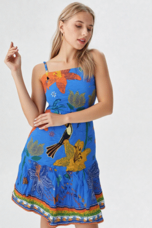 Vestido Curto Azul Tropical