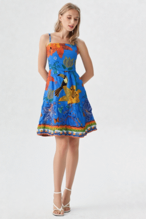 Vestido Curto Azul Tropical